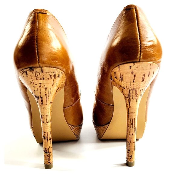 Restricted 4 3/4 Inch Stiletto Pumps Whiskey Color Size 6 Leather Upper with Cor - Picture 5 of 9